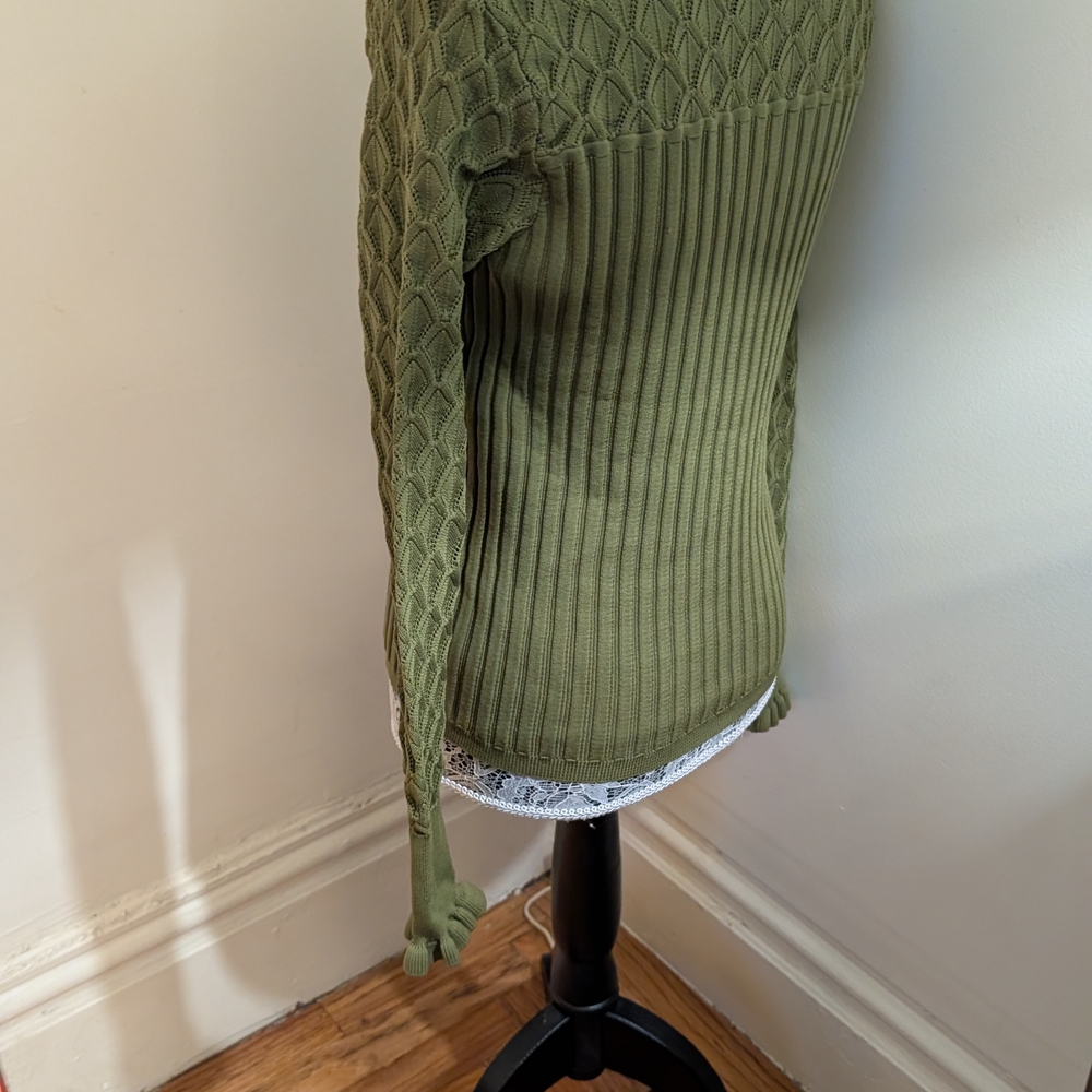 Green Ribbed Knit Sweater - Picture 6 of 10